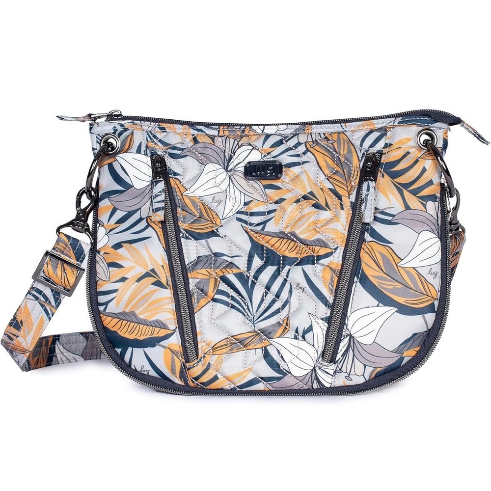 Lug Lily Grey Clover Navy Floral Crossbody Bag RFID Travel Convertible NWOT